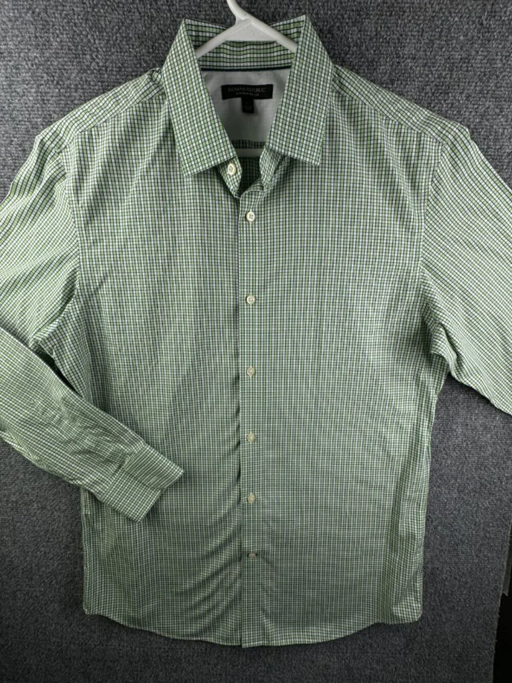 Banana Republic Shirt Men Green Long Sleeve Button Up Slim Fit Non Iron Cotton